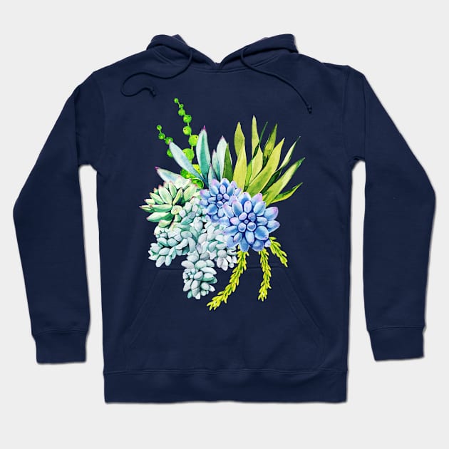 Watercolor succulent bouquet Hoodie by SouthPrints